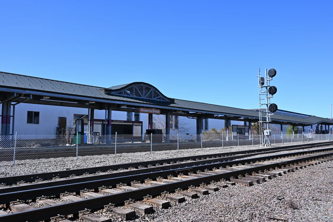 Platforms and tracks at Wilmington station in neighboring Wilmington, Massachusetts